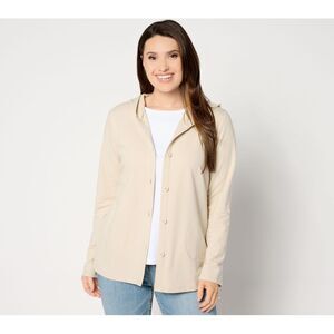 Denim & Co. Women's Jacket Sz XL Beach French Terry Roll Tab Brown A643843